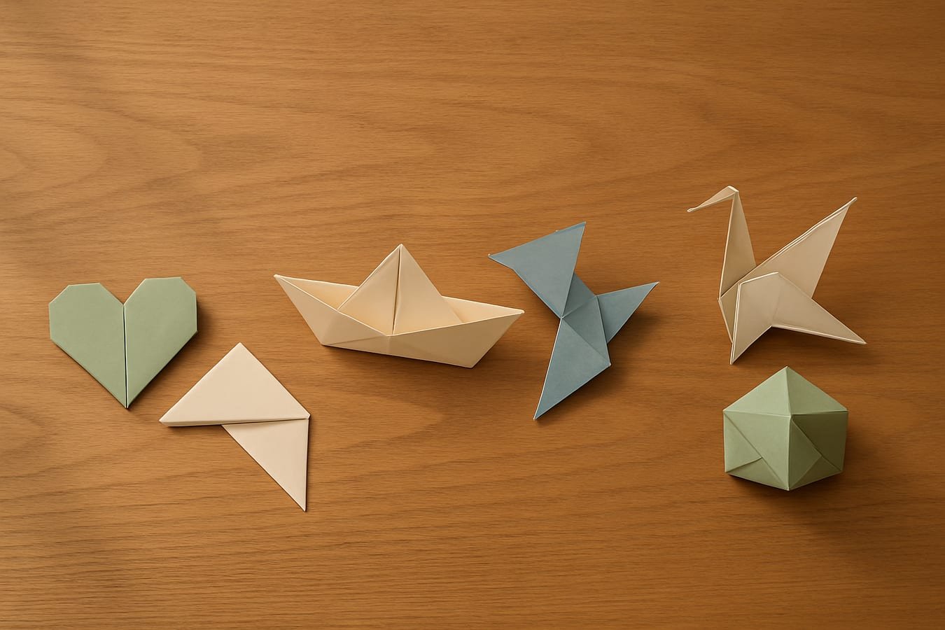 Three groups of simple origami models for 2, 5, and 10 minute breaks